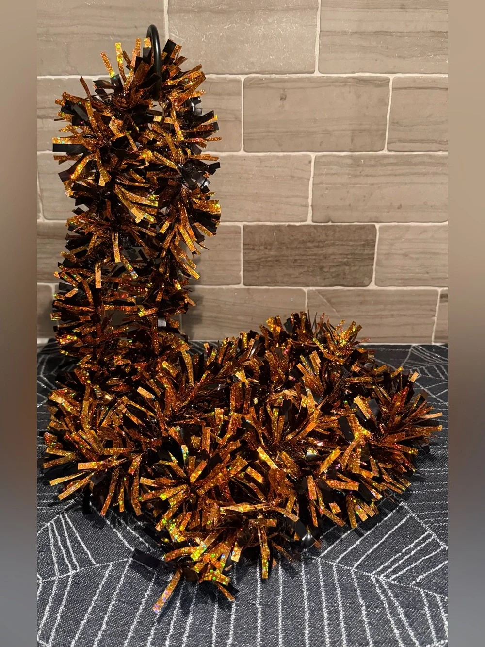 Halloween Tinsel Garland Black Orange Glitter Sparkling Party Decor 72” (6 ft)